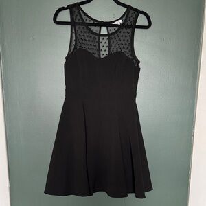 Black Mesh Delia’s Fit & Flare Dress polka dot